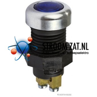 Controle lamp Blauw met Aluminium rand